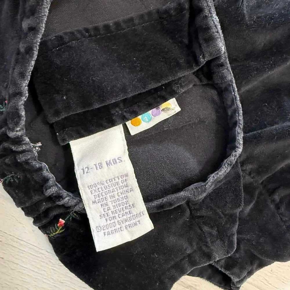 Gymboree black velvet girls overalls 2000‎ size 12-18 months